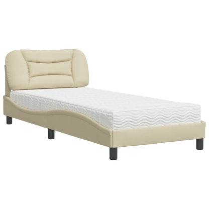 Letto con Materasso Hvar Crema 90x200 cm in Tessuto - homemem39