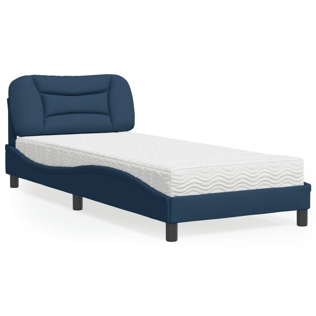 Letto con Materasso Hvar Blu 90x200 cm in Tessuto | homemem39