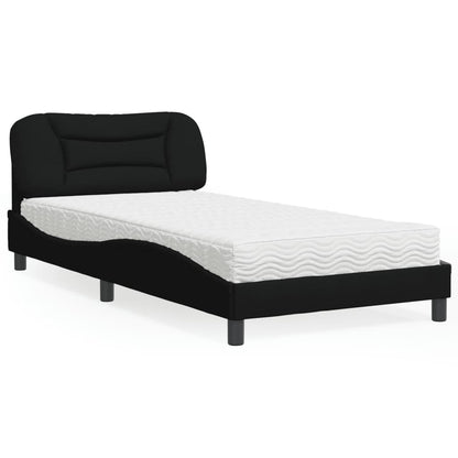 Letto con Materasso Hvar Nero 100x200 cm in Tessuto - homemem39