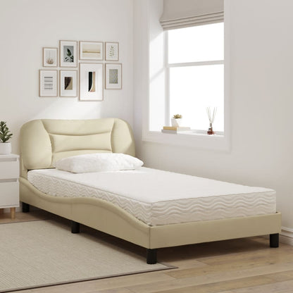 Letto con Materasso Hvar Crema 100x200 cm in Tessuto - homemem39
