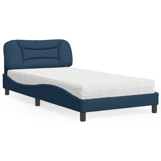 Letto con Materasso Hvar Blu 100x200 cm in Tessuto - homemem39