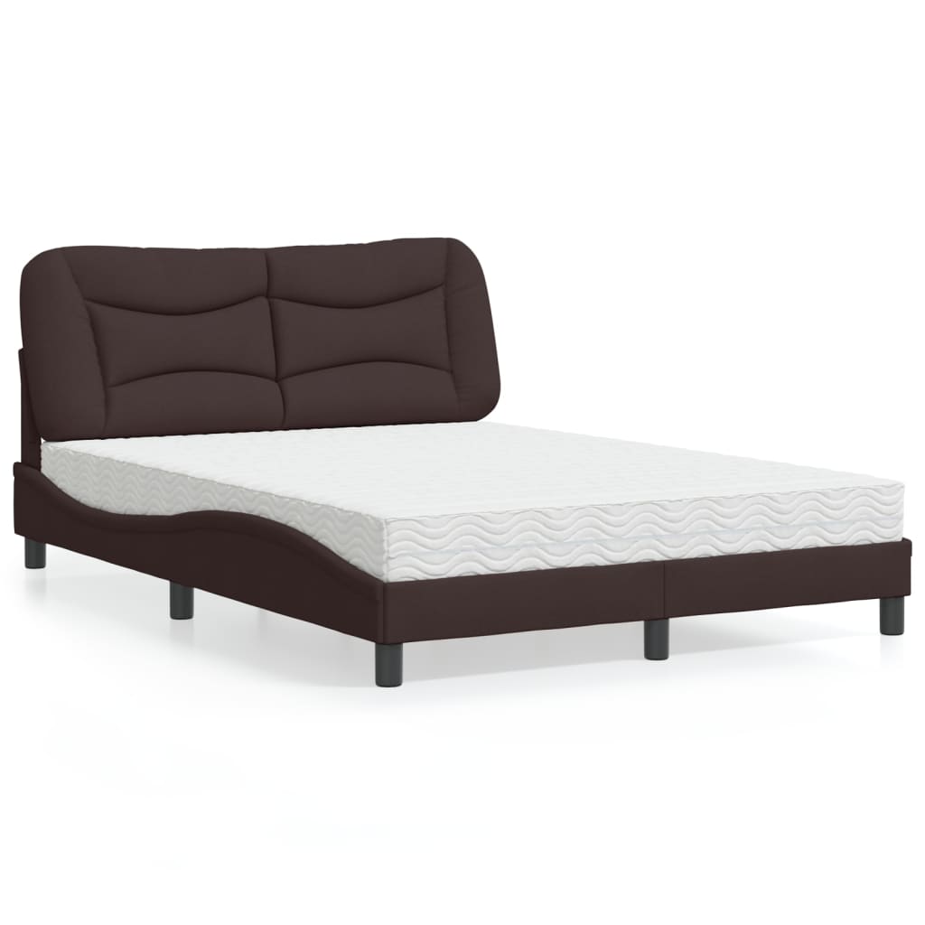 Letto con Materasso Hvar Marrone Scuro 120x200cm Tessuto