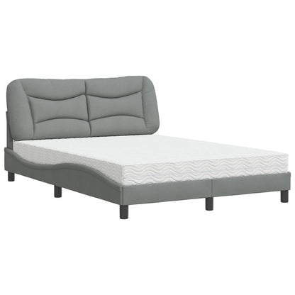 Letto con Materasso Hvar Grigio Chiaro 140x190cm Tessuto - homemem39