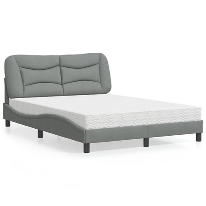 Letto con Materasso Hvar Grigio Chiaro 140x190cm Tessuto - homemem39