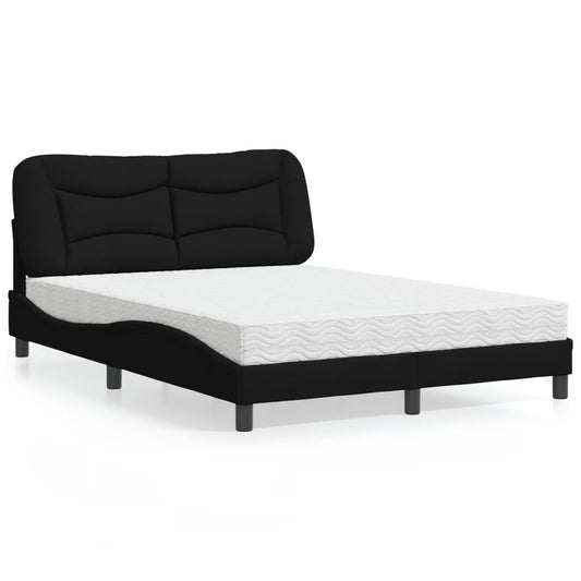 Letto con Materasso Hvar Nero 140x190 cm in Tessuto - homemem39