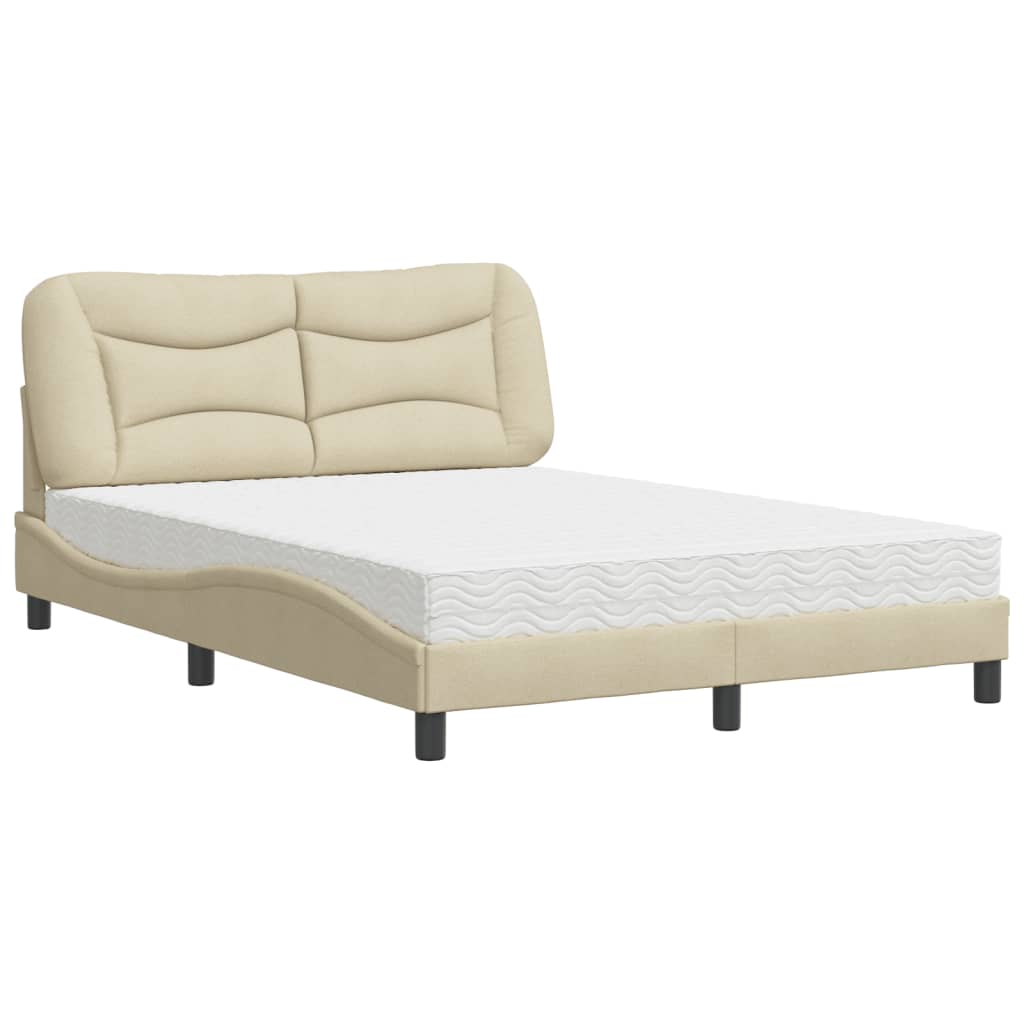 Letto con Materasso Hvar Crema 140x19 cm in Tessuto - homemem39