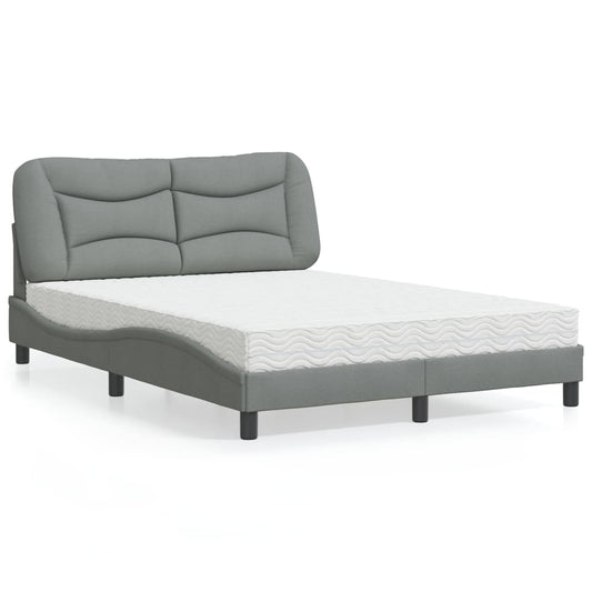 Letto con Materasso Hvar Grigio Chiaro 140x200cm Tessuto - homemem39