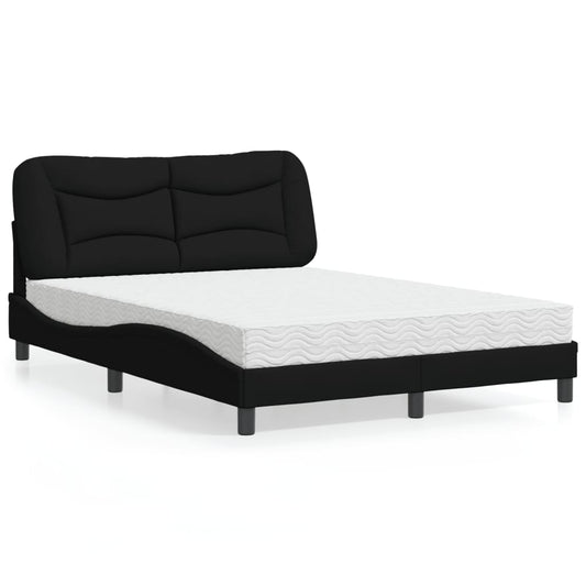 Letto con Materasso Hvar Nero 140x200 cm in Tessuto - homemem39