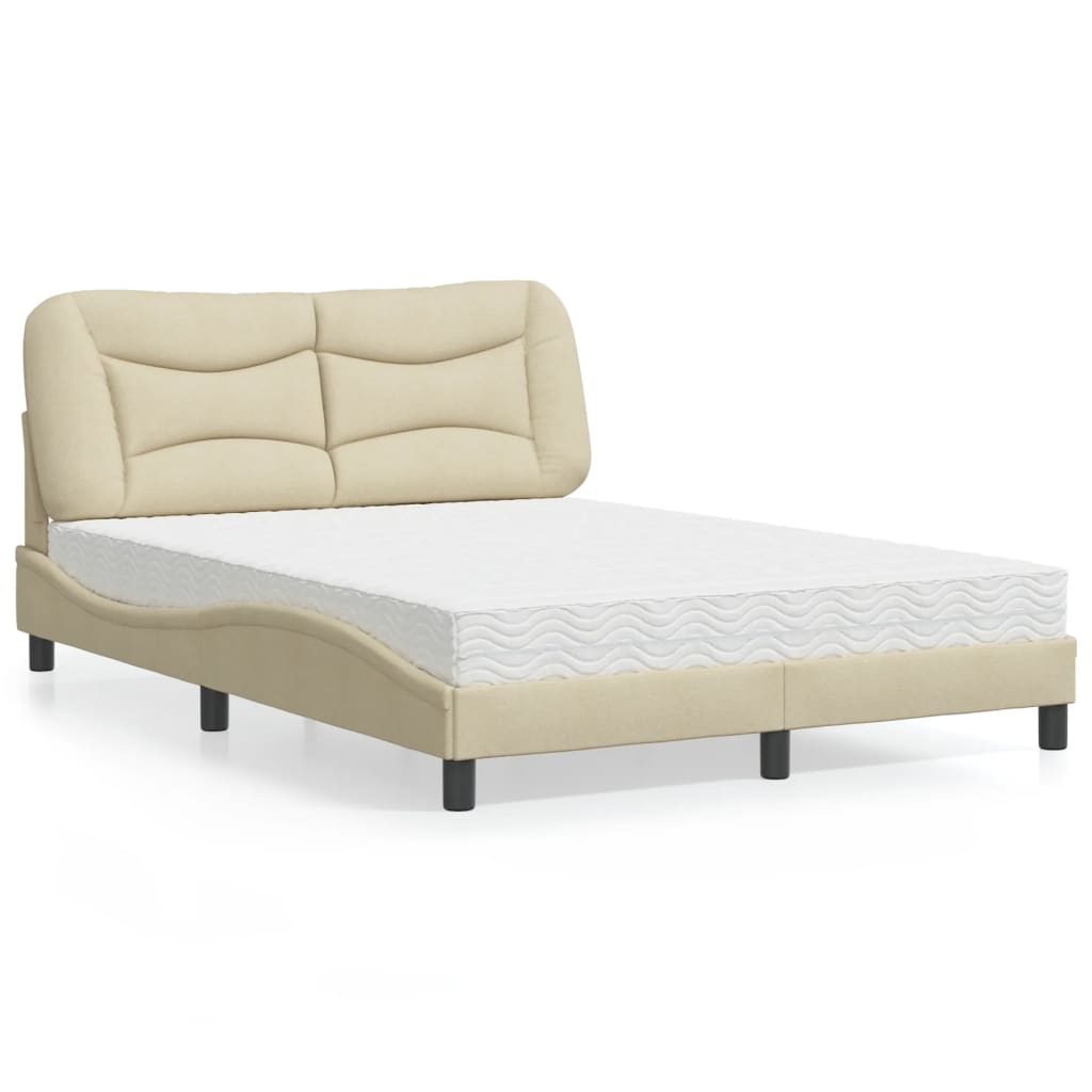 Letto con Materasso Hvar Crema 140x200 cm in Tessuto | homemem39