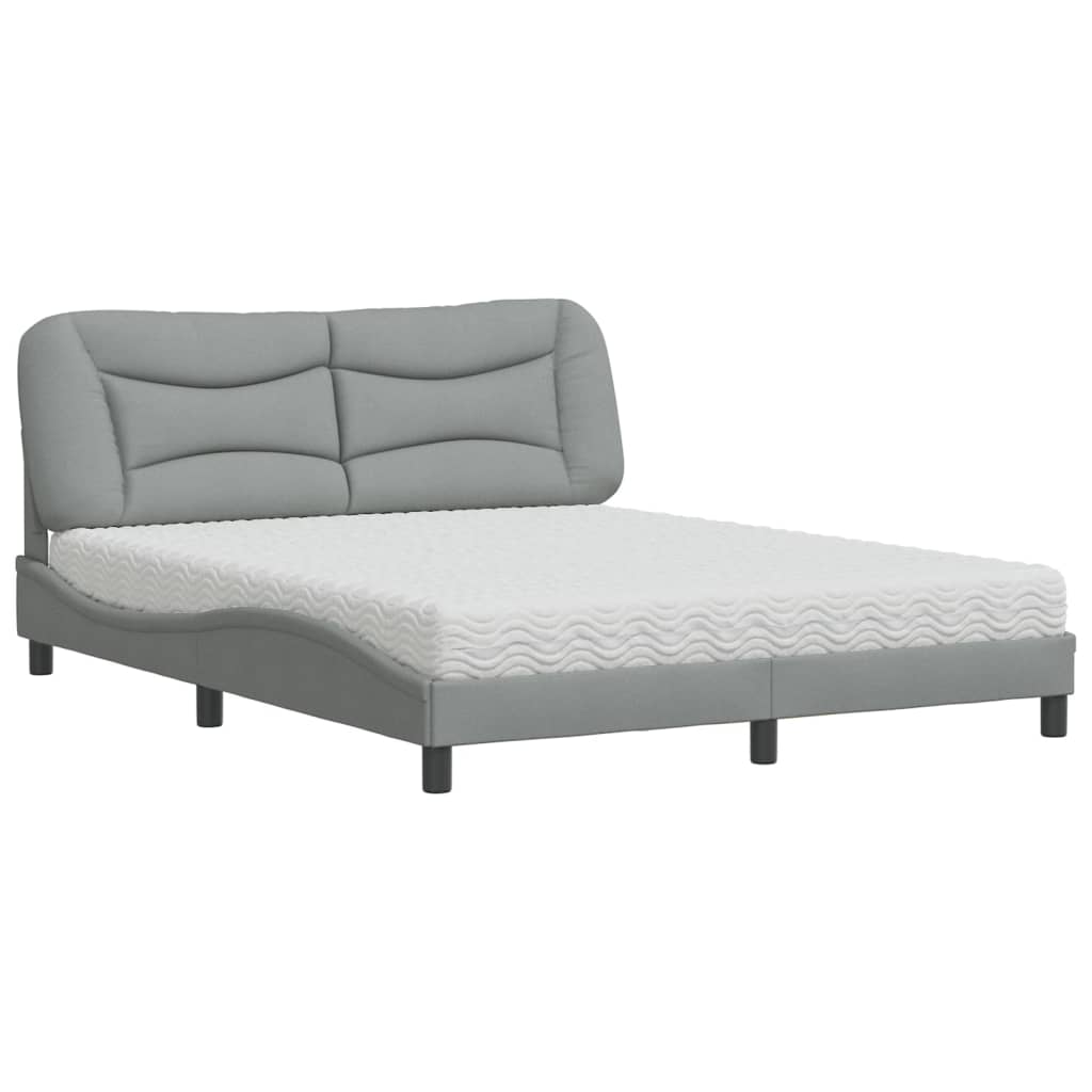 Letto con Materasso Hvar Grigio Chiaro160x200 cm Tessuto - homemem39