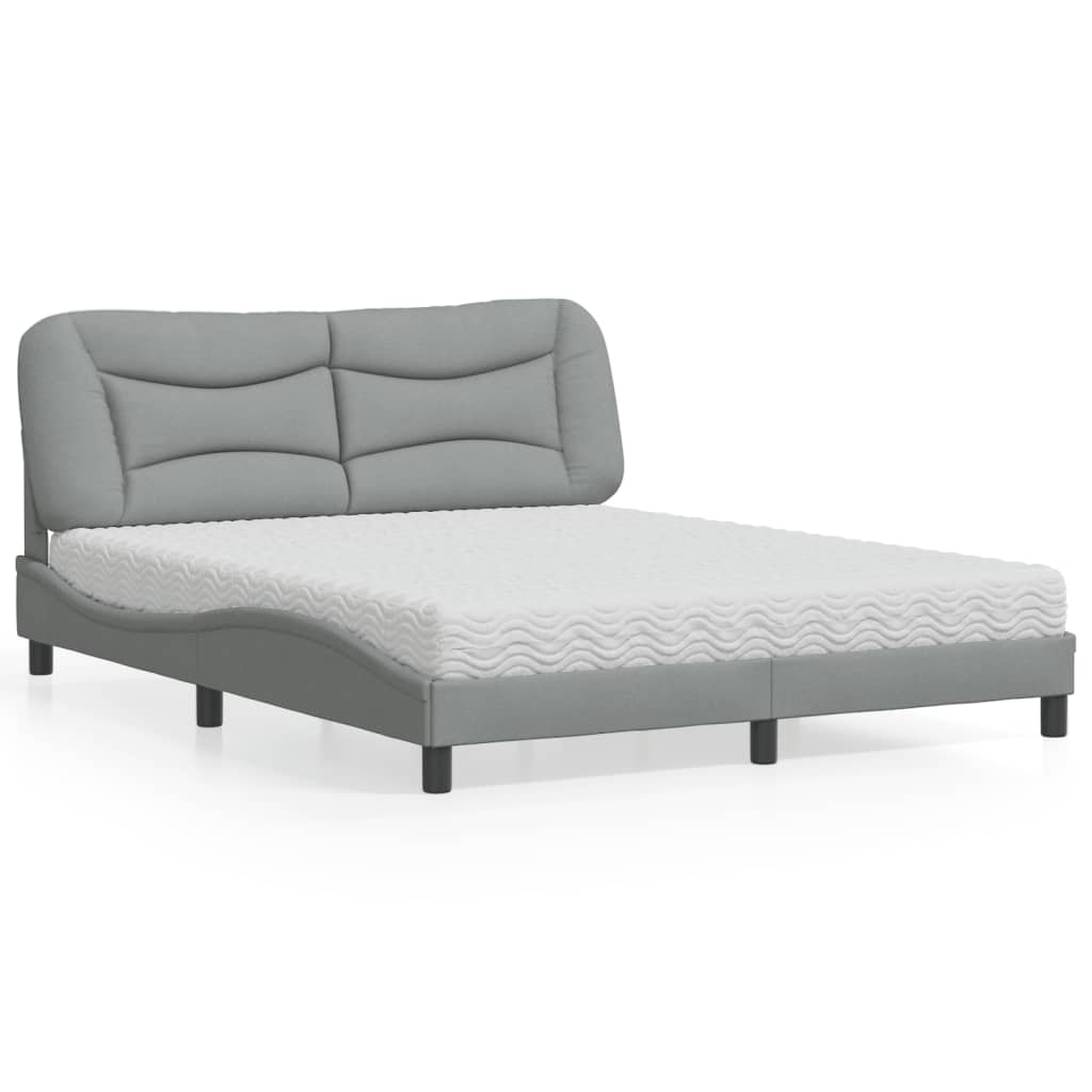 Letto con Materasso Hvar Grigio Chiaro160x200 cm Tessuto - homemem39