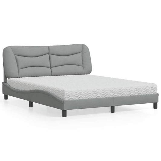 Letto con Materasso Hvar Grigio Chiaro160x200 cm Tessuto - homemem39