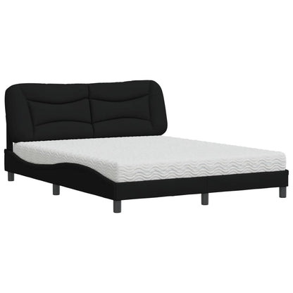Letto con Materasso Hvar Nero 160x200 cm in Tessuto - homemem39