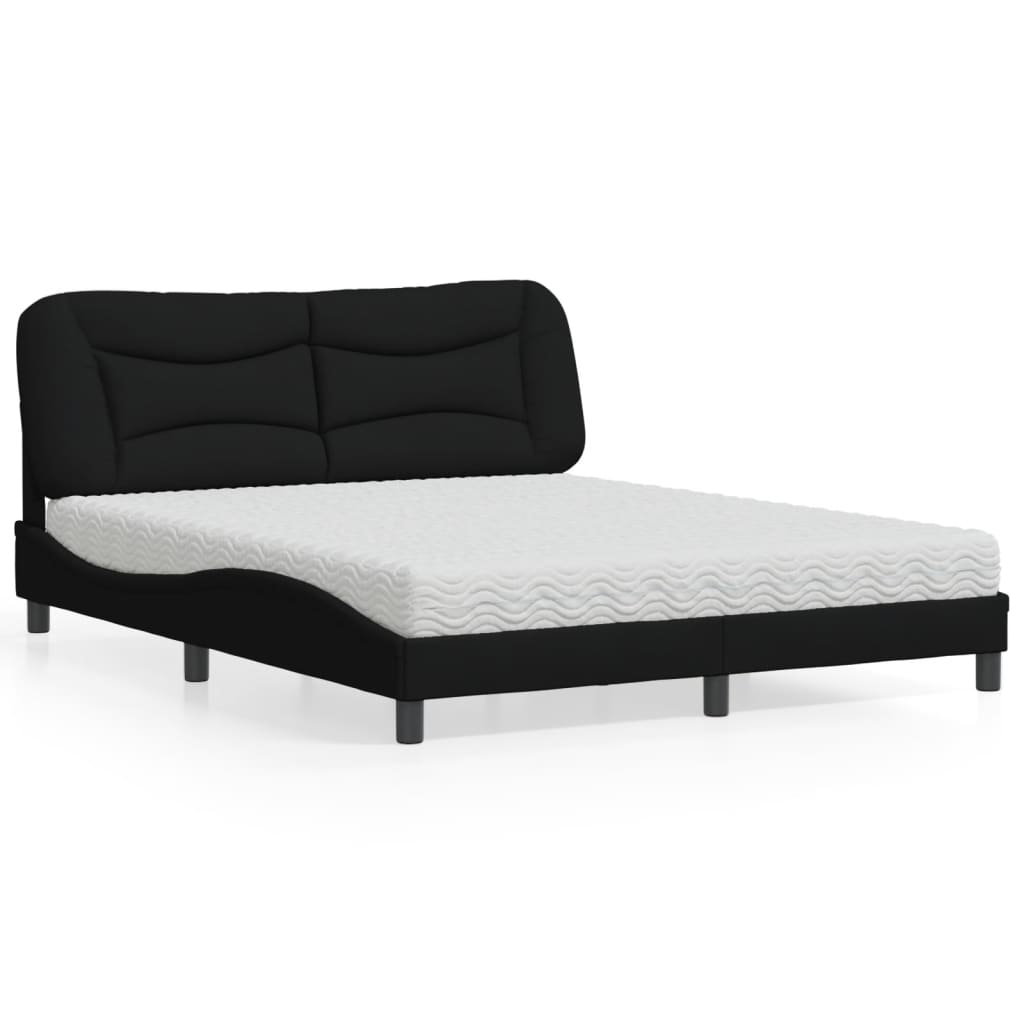 Letto con Materasso Hvar Nero 160x200 cm in Tessuto - homemem39