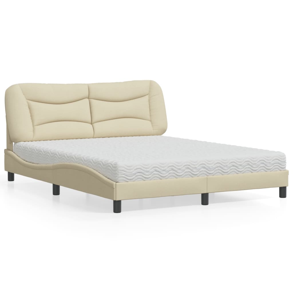 Letto con Materasso Hvar Crema 160x200 cm in Tessuto - homemem39