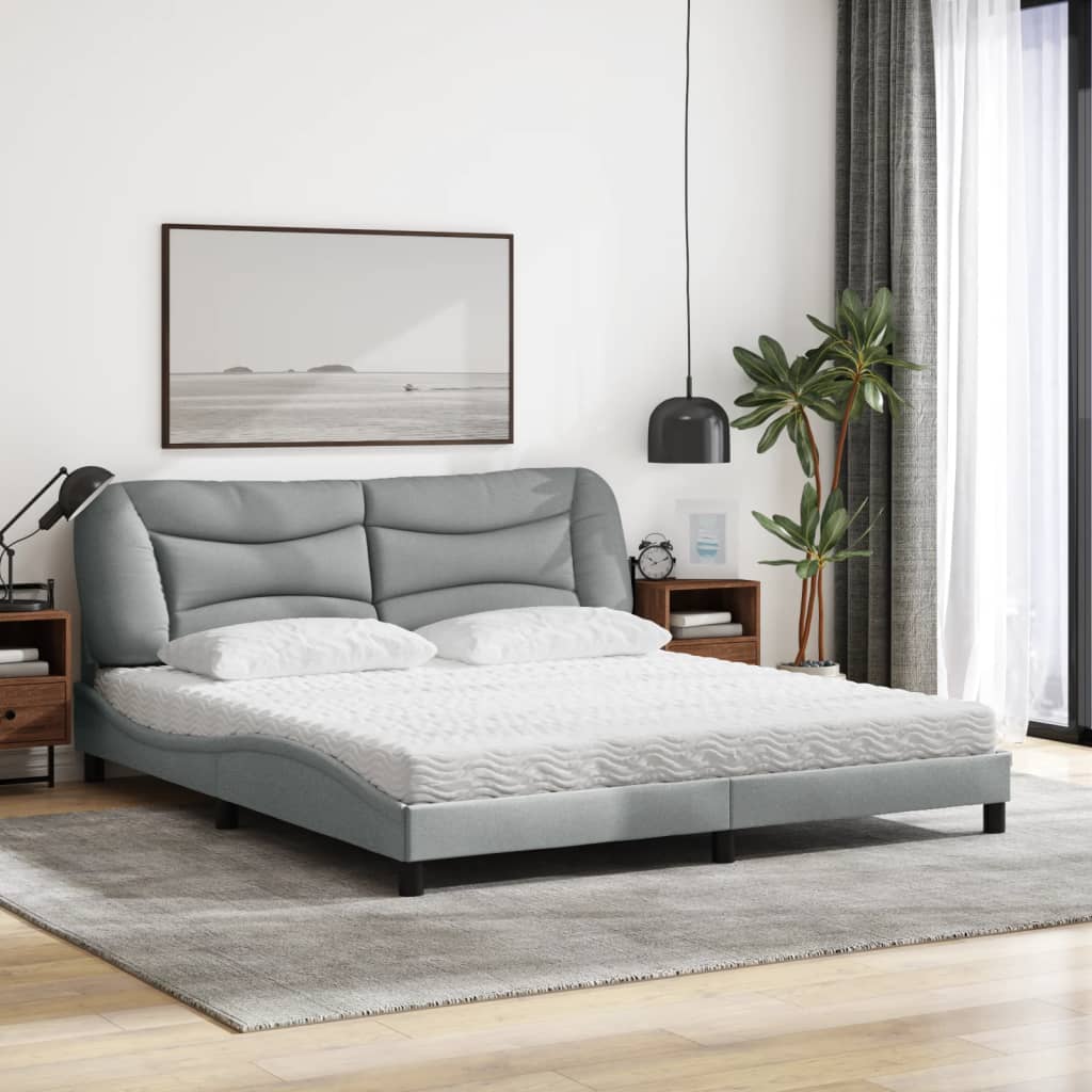 Letto con Materasso Hvar Grigio Chiaro180x200 cm Tessuto | homemem39