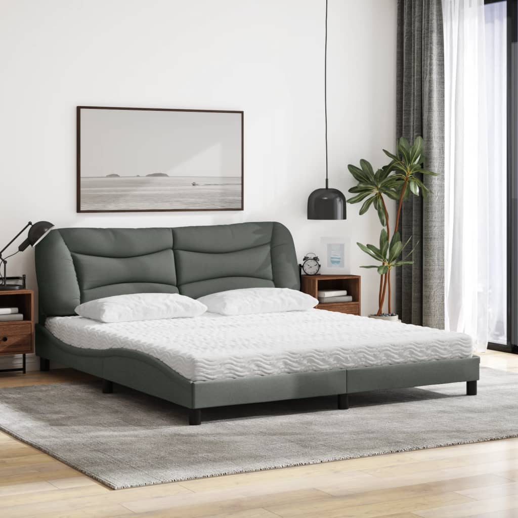 Letto con Materasso Hvar Grigio Scuro 180x200 cm Tessuto - homemem39