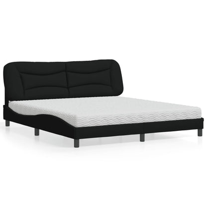 Letto con Materasso Hvar Nero 180x200 cm in Tessuto - homemem39