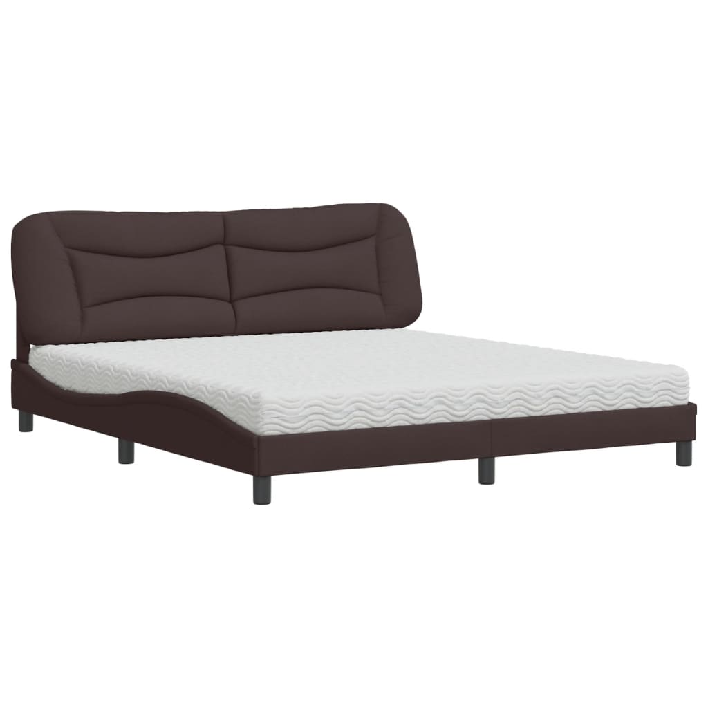 Letto con Materasso Hvar Marrone Scuro 180x200cm Tessuto | homemem39