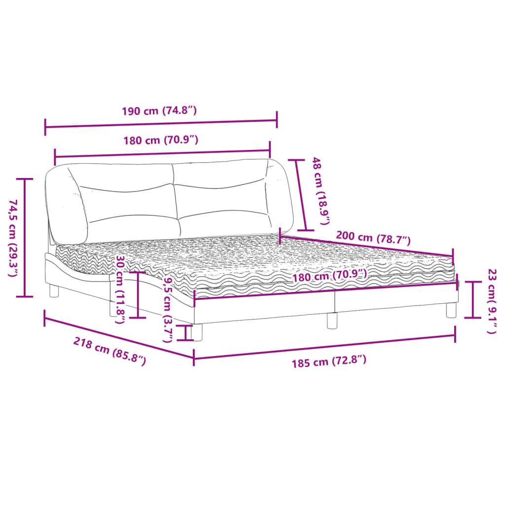 Letto con Materasso Hvar Marrone Scuro 180x200cm Tessuto | homemem39