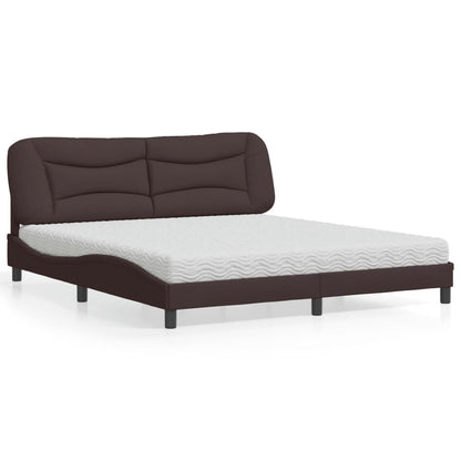 Letto con Materasso Hvar Marrone Scuro 180x200cm Tessuto | homemem39