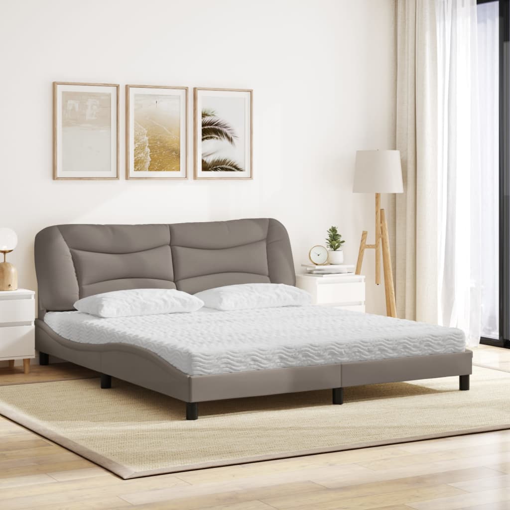 Letto con Materasso Hvar Tortora 180x200 cm in Tessuto | homemem39