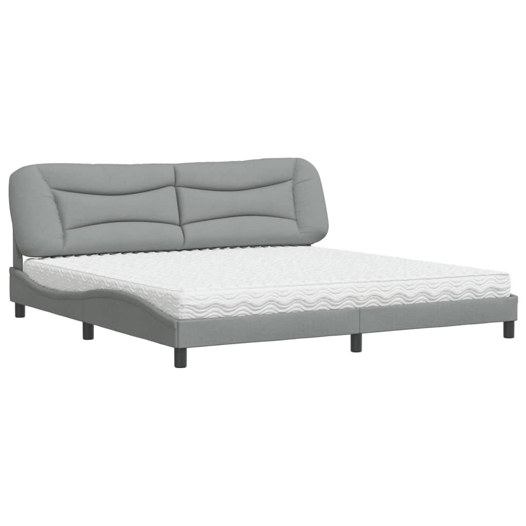 Letto con Materasso Hvar Grigio Chiaro 200x200 cm in Tessuto