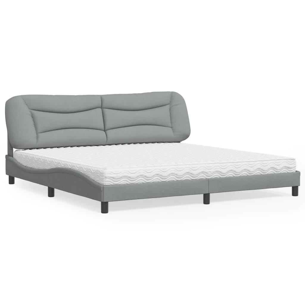 Letto con Materasso Hvar Grigio Chiaro 200x200 cm in Tessuto