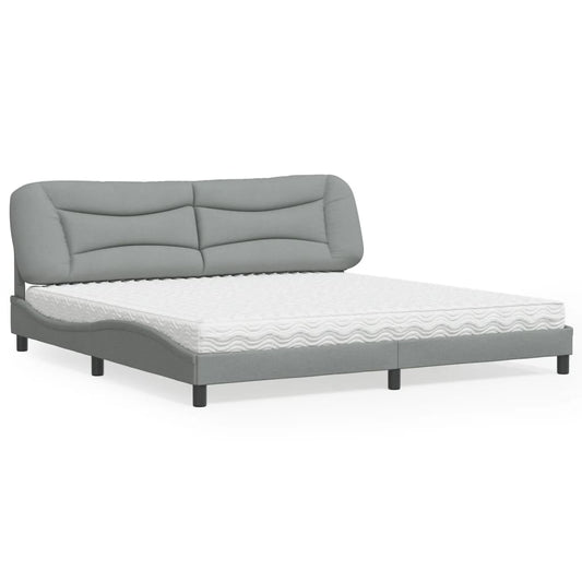 Letto con Materasso Hvar Grigio Chiaro 200x200 cm in Tessuto