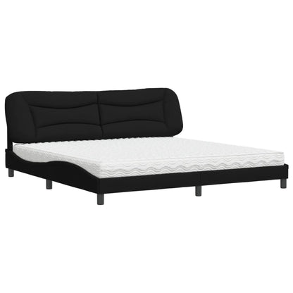 Letto con Materasso Hvar Nero 200x200 cm in Tessuto - homemem39