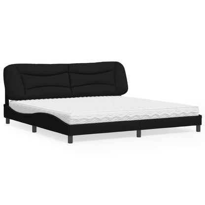 Letto con Materasso Hvar Nero 200x200 cm in Tessuto - homemem39