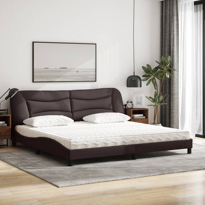 Letto con Materasso Hvar Marrone Scuro 200x200 cm in Tessuto - homemem39
