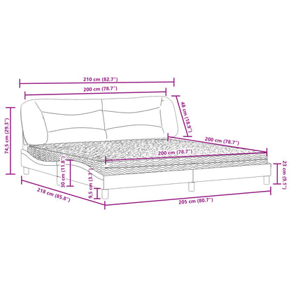 Letto con Materasso Hvar Tortora 200x200 cm in Tessuto | homemem39