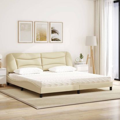 Letto con Materasso Hvar Crema 200x200 cm in Tessuto - homemem39