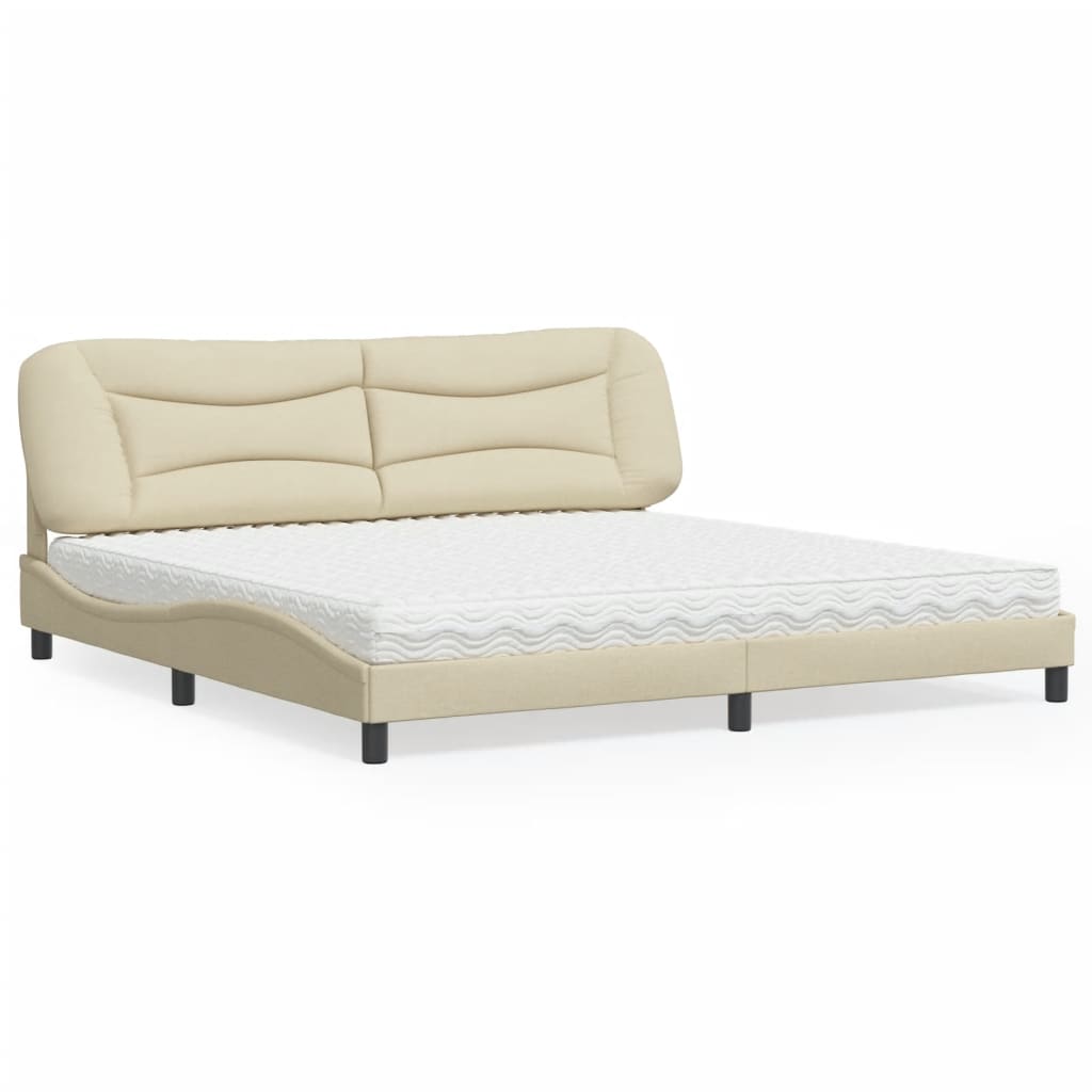Letto con Materasso Hvar Crema 200x200 cm in Tessuto - homemem39