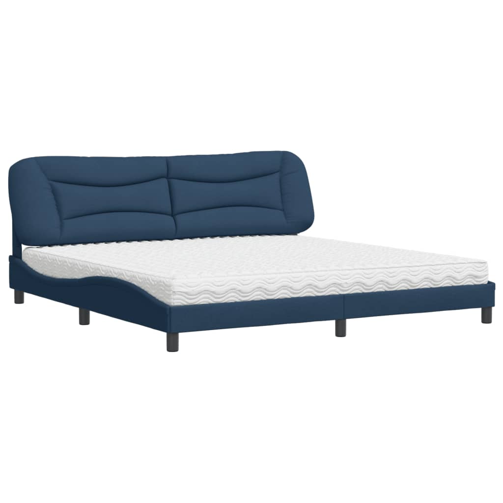 Letto con Materasso Hvar Blu 200x200 cm in Tessuto - homemem39