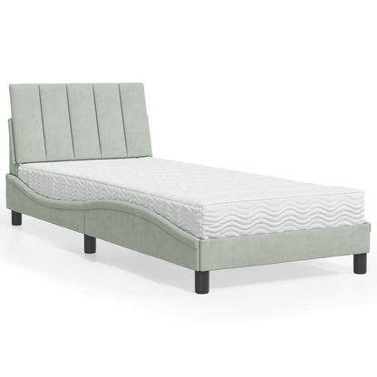 Letto con Materasso Hanko Grigio Chiaro 80x200 cm in Velluto - homemem39