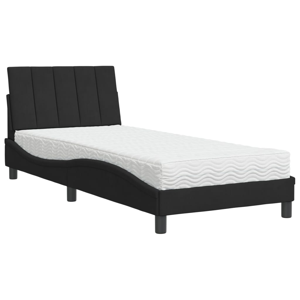 Letto con Materasso Hanko Nero 80x200 cm in Velluto - homemem39