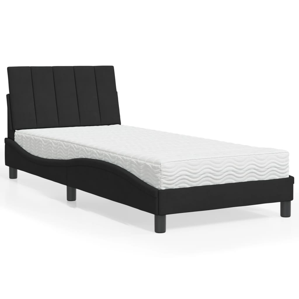 Letto con Materasso Hanko Nero 80x200 cm in Velluto - homemem39