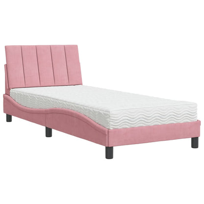 Letto con Materasso Hanko Rosa 80x200 cm in Velluto | homemem39