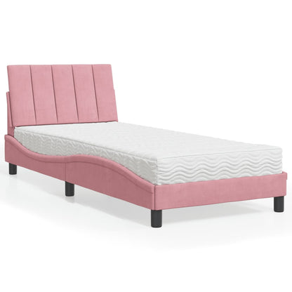 Letto con Materasso Hanko Rosa 80x200 cm in Velluto | homemem39