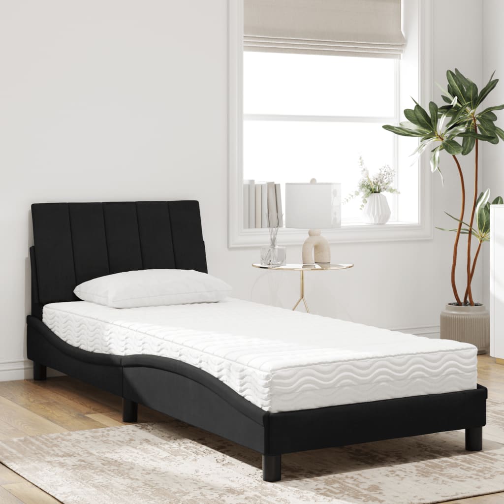 Letto con Materasso Hanko Nero 90x190 cm in Velluto - homemem39