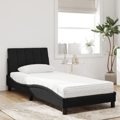 Letto con Materasso Hanko Nero 90x190 cm in Velluto - homemem39