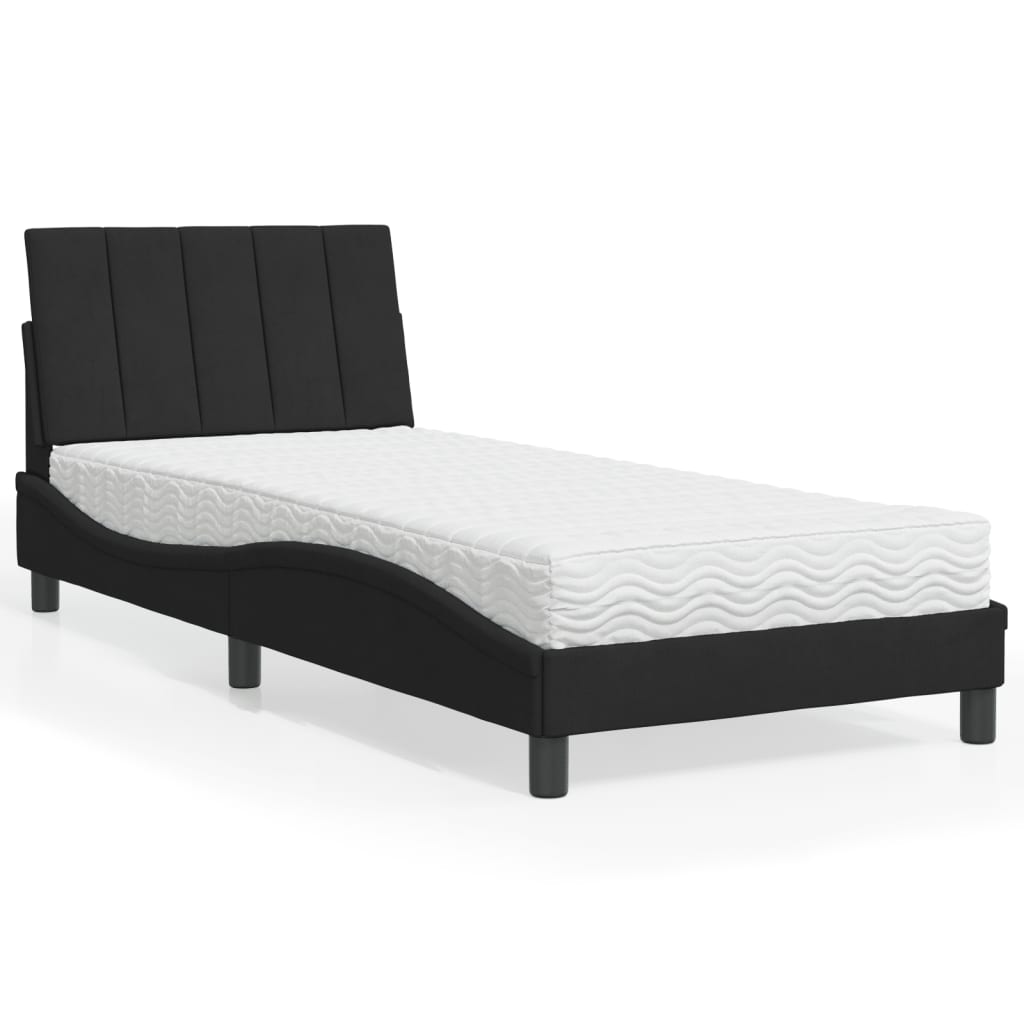 Letto con Materasso Hanko Nero 90x190 cm in Velluto - homemem39