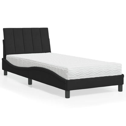 Letto con Materasso Hanko Nero 90x190 cm in Velluto - homemem39