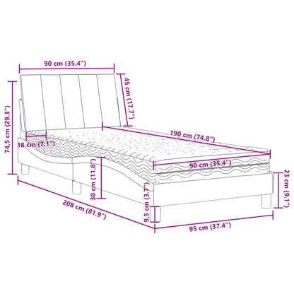 Letto con Materasso Verde Scuro 90x190 cm in Velluto