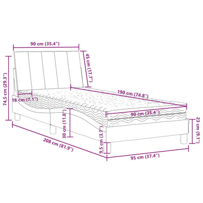 Letto con Materasso Hanko Blu 90x190 cm in Velluto