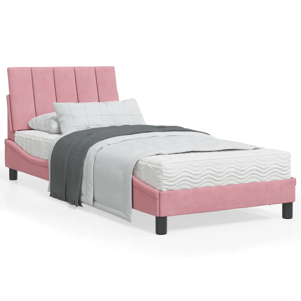 Letto con Materasso Hanko Rosa 90x190 cm in Velluto | homemem39