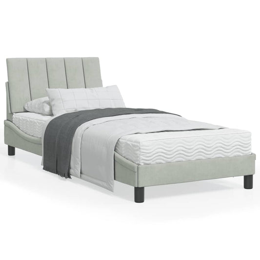 Letto con Materasso Grigio Chiaro 90x200 cm in Velluto