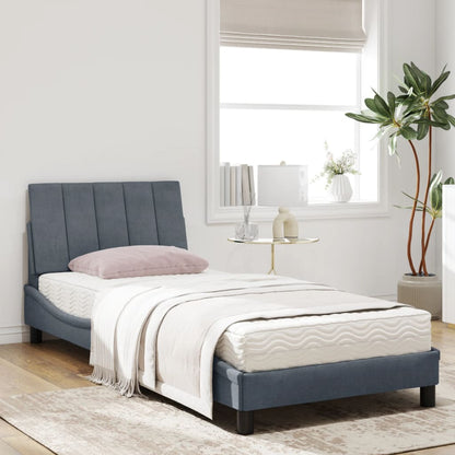 Letto con Materasso Hanko Grigio Scuro 90x200 cm in Velluto - homemem39